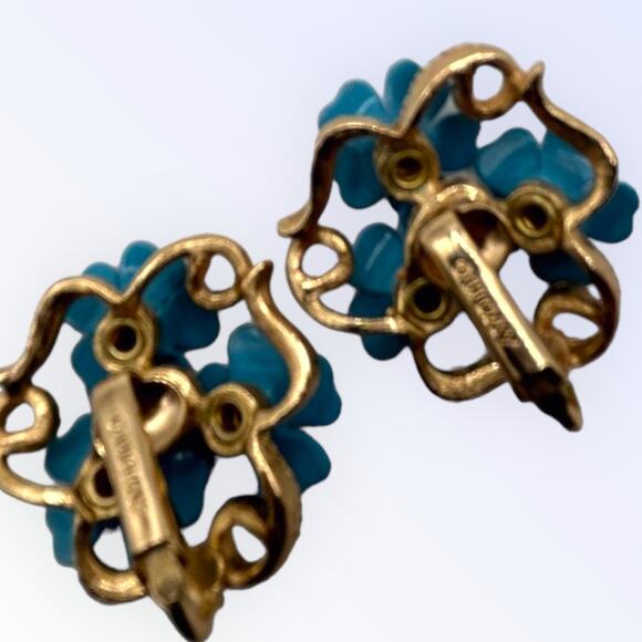 Avon Vintage Blue  Forget Me Not Love Blossom Set Convertible Brooch  Earring - Picture 6 of 7